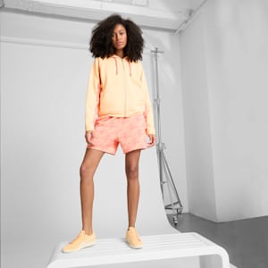 ESSENTIALS GRAPHIC Women's High-Rise 5" Shorts, Peach Frost-AOP, extralarge